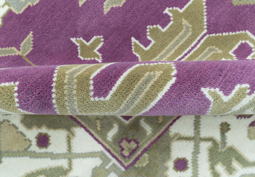 Custom Made Purple, Ivory And Beige Traditional Oushak Design Hand Knotted wool rug