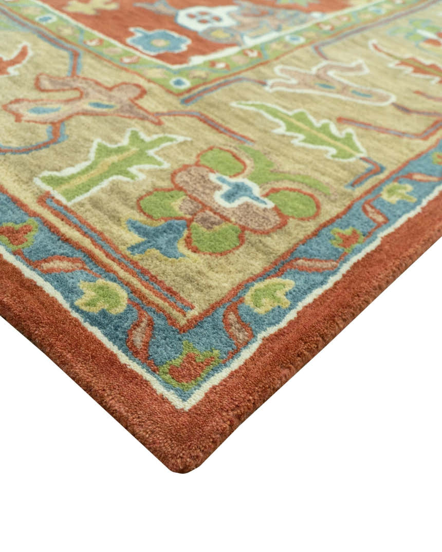 Custom Made Rust And Beige Traditional Oushak Design Hand Tufted 8x10 Wool Rug