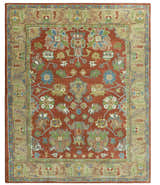 Custom Made Rust And Beige Traditional Oushak Design Hand Tufted 8x10 Wool Rug