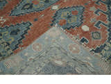 Custom Made Rust and Gray Traditional Hand knotted Multi Size wool Area Rug