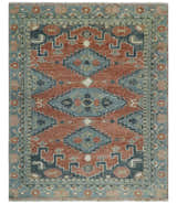 Custom Made Rust and Gray Traditional Hand knotted Multi Size wool Area Rug