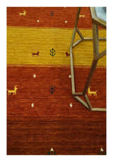 Custom Made Rust, Brown, Gold and Charcoal Geometrical Stripes Design wool area rug