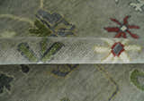 Custom Made Silver and Gray Oushak Hand Knotted Traditional Wool Rug