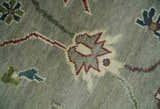 Custom Made Silver and Gray Oushak Hand Knotted Traditional Wool Rug