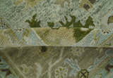 Custom Made Silver and Green Hand Knotted Traditional Oushak wool area rug