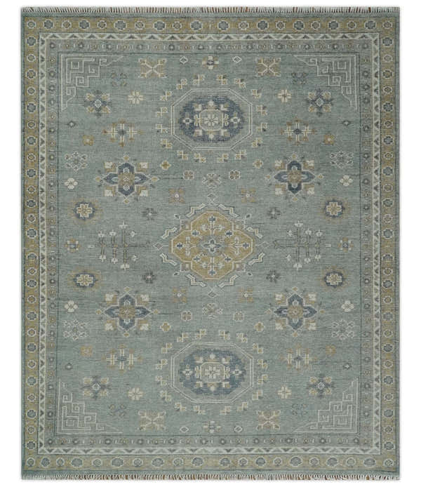 Custom Made Silver, Beige and Charcoal Traditional Hand knotted Mamluk design wool Area Rug