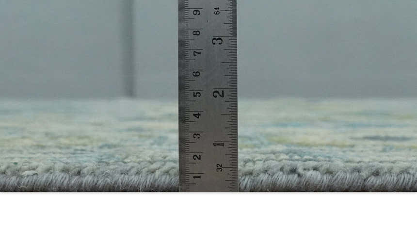Custom Made Silver, Moss Green and Blue Heriz Traditional wool Area Rug