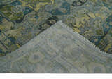 Custom Made Silver, Moss Green and Blue Heriz Traditional wool Area Rug
