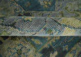 Custom Made Silver, Moss Green and Blue Heriz Traditional wool Area Rug