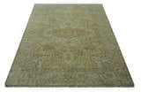 Dune Custom Made Silver, Olive and Peach Hand Knotted Traditional wool Rug