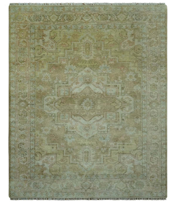 Dune Custom Made Silver, Olive and Peach Hand Knotted Traditional wool Rug
