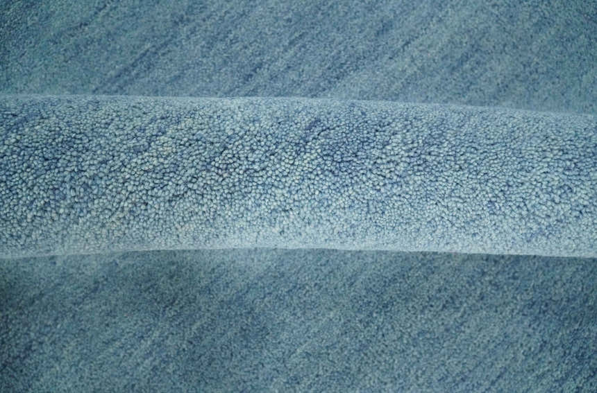 Custom Made Solid Plane Light Blue Woolen Hand Tufted wool area Rug