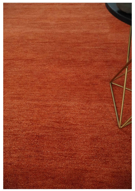 Custom Made Solid Plane Rust Woolen Hand Tufted Multi Size wool Rug