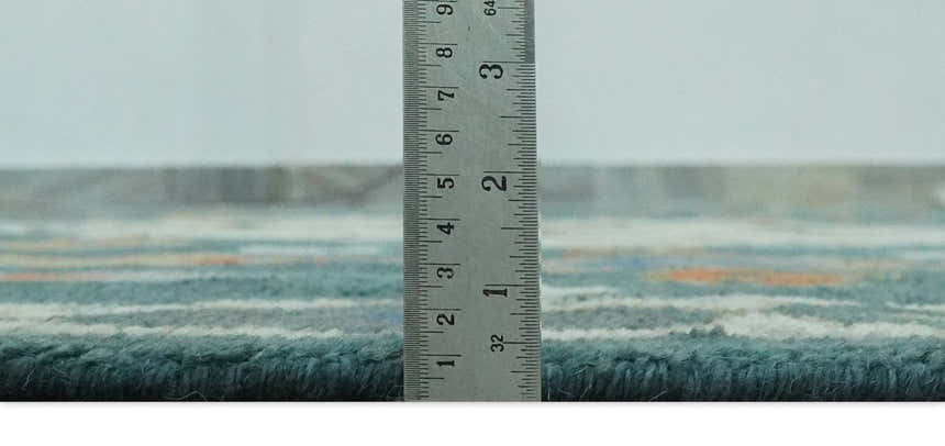 Custom Made Teal and Ivory Hand Knotted Traditional Mamluk Design wool Rug