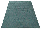 Custom Made Teal and Ivory Modern Stripes Design Hand Knotted wool Area Rug