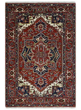 Custom Made Traditional Brown, Ivory and Blue Hand knotted Multi Size wool Area Rug