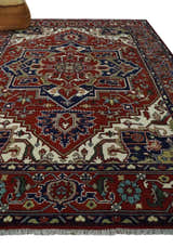 Custom Made Traditional Brown, Ivory and Blue Hand knotted Multi Size wool Area Rug