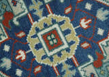 Custom Made Traditional Rust, Ivory and Blue Heriz Medallion Wool Area Rug