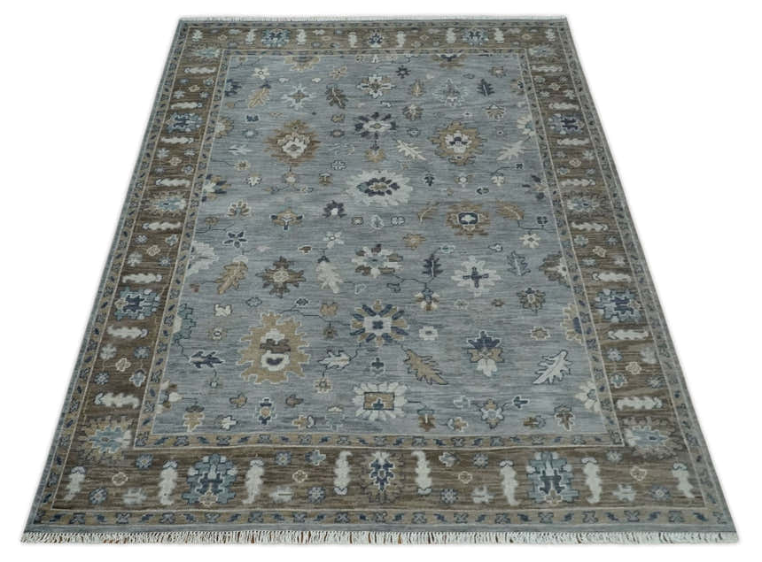 Custom Made Traditional Gray and Brown Multi Size Antique Style Hand knotted Wool Area Rug