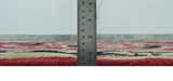 Custom Made Traditional Heriz Maroon, Olive and Black Floral Hand Knotted wool Rug