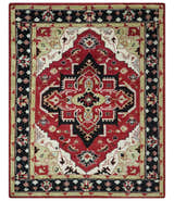 Custom Made Traditional Heriz Maroon, Olive and Black Floral Hand Knotted wool Rug