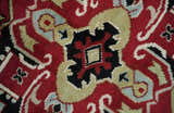 Custom Made Traditional Heriz Maroon, Olive and Black Floral Hand Knotted wool Rug