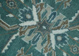 Custom Made Traditional Mamluk Design Teal, Ivory and Brown Hand Knotted wool Area Rug