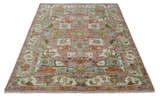 Custom Made Transitional Pink, Green and Ivory Turkish Design wool Area Rug