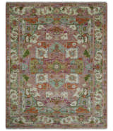 Custom Made Transitional Pink, Green and Ivory Turkish Design wool Area Rug