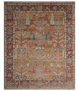 Custom made Tree of Life Brown and Rust Hand Knotted Traditional Oushak Wool Rug