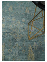 Custom Made Tree of Life Hand Knotted Teal and Beige Traditional Oushak Wool Area Rug