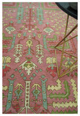 Custom Made Tree of life Traditional Floral Dark Peach, Beige and Green wool Area Rug