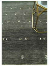 Custom Made Tribal Gabbeh Dark Green wool Area Rug