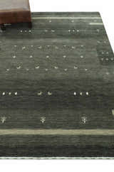 Custom Made Tribal Gabbeh Dark Green wool Area Rug