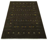 Custom Made Tribal look Greenish-Brown Traditional Hand loom Wool Area Rug