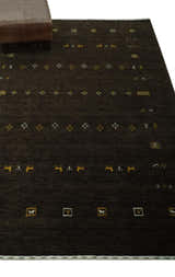 Custom Made Tribal look Greenish-Brown Traditional Hand loom Wool Area Rug