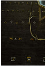 Custom Made Tribal look Greenish-Brown Traditional Hand loom Wool Area Rug