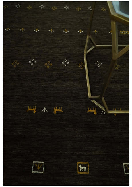 Custom Made Tribal look Greenish-Brown Traditional Hand loom Wool Area Rug