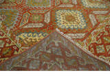 Custom Made Tribal Motifs Hand Knotted Rust, Gold and Blue Oriental Traditional Wool Area Rug