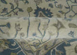 Custom Made Tufted Beige and Blue Traditional Wool Oushak Rug