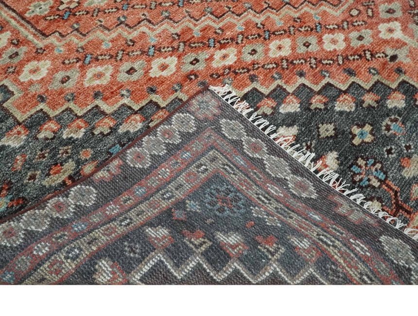 Custom Made Turkish Style Rust and Charcoal Traditional Medallion Hand knotted wool Area Rug