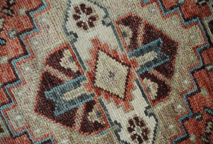 Custom Made Turkish Style Rust and Charcoal Traditional Medallion Hand knotted wool Area Rug