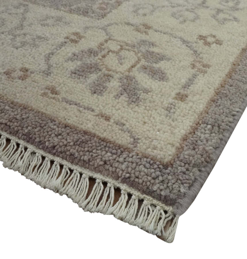 Custom Made Vintage Style Tree of life Brown And Beige Hand Knotted Wool Rug