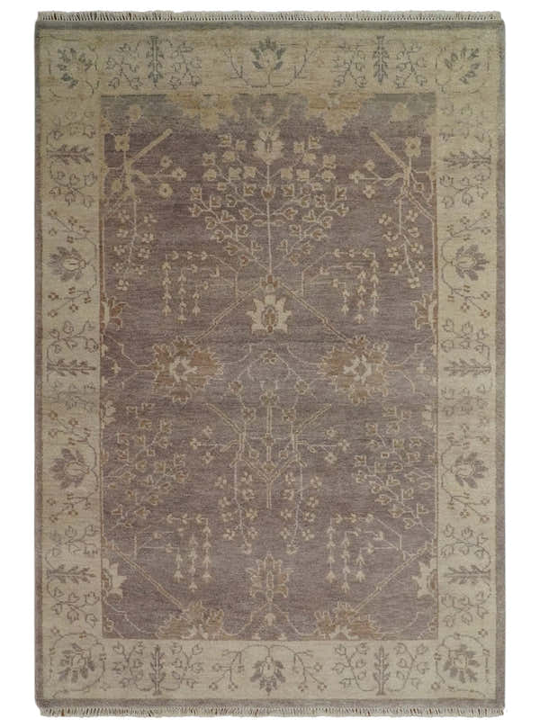 Custom Made Vintage Style Tree of life Brown And Beige Hand Knotted Wool Rug