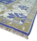 Custom Made Violet, Ivory and Olive Traditional Hand knotted Oriental Oushak wool Area Rug