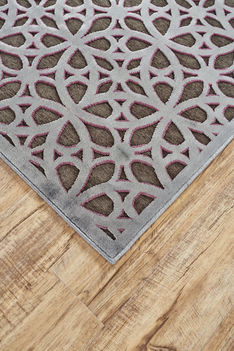 Feizy Saphir Rubus Modern Geometric - Gray/Brown/Purple Area Rug - Clearance