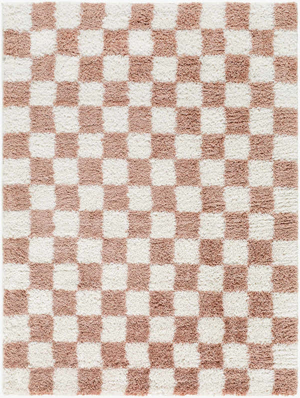 Sample Gridline Pink & Ivory Checkered Area Rug