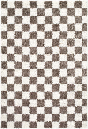Gridline Charcoal & Ivory Checkered Area Rug