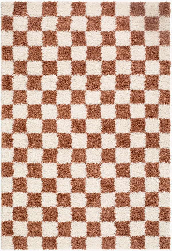 Sample Gridline Burnt Orange & Ivory Checkered Area Rug