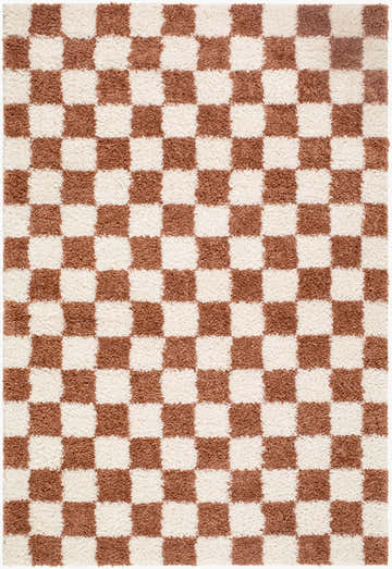 Gridline Burnt Orange & Ivory Checkered Area Rug